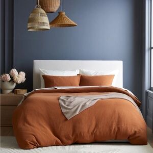 QUINCE Organic Airy Gauze Duvet Cover Twin Terracotta